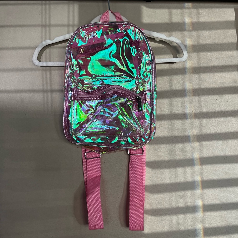 Iridescent clear backpack